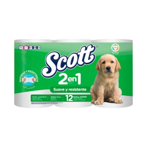 Scott Papel Higienico 2 en 1 12 Un