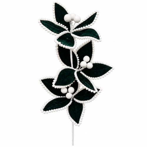Adorno De Navidad Hojas Verdes C/blanco 2696GR